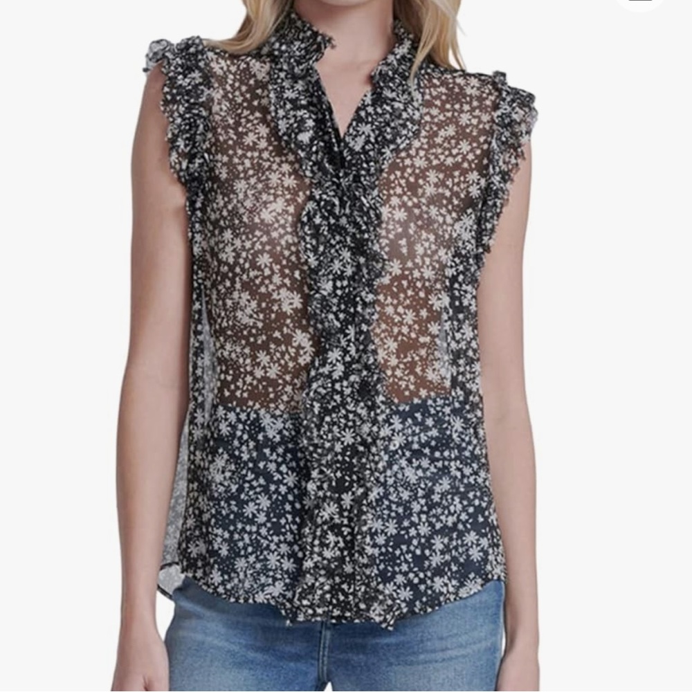 7 For All Mankind Women's Sleeveless Ruffle Top, size M, Excellent condition!